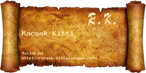 Racsek Kitti névjegykártya
